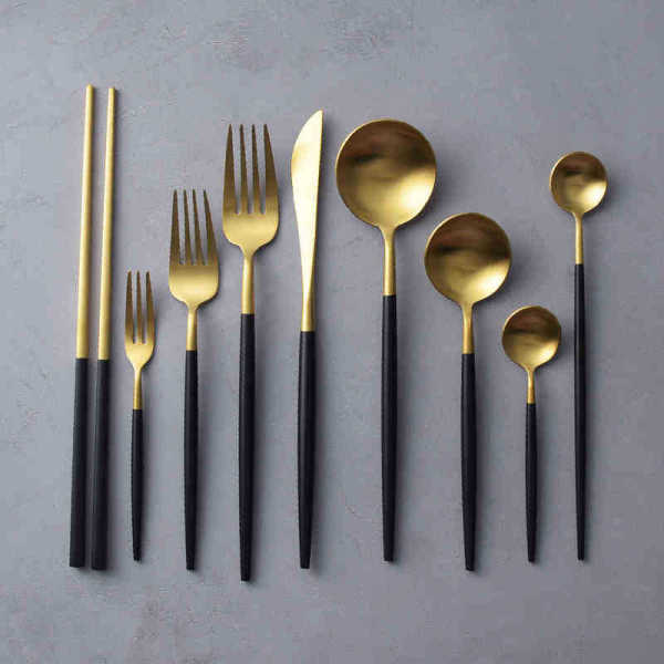 Cylindrical Black Gold Tableware 18