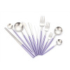 Purple silver brushed knife and fork spoon 13