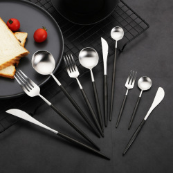 Vacuum plating black handle knife fork spoon 15